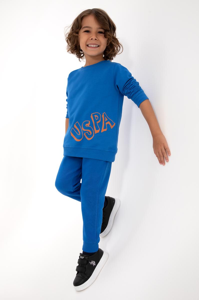 Erkek Çocuk Koyu Mavi Bisiklet Yaka Basic Sweatshirt