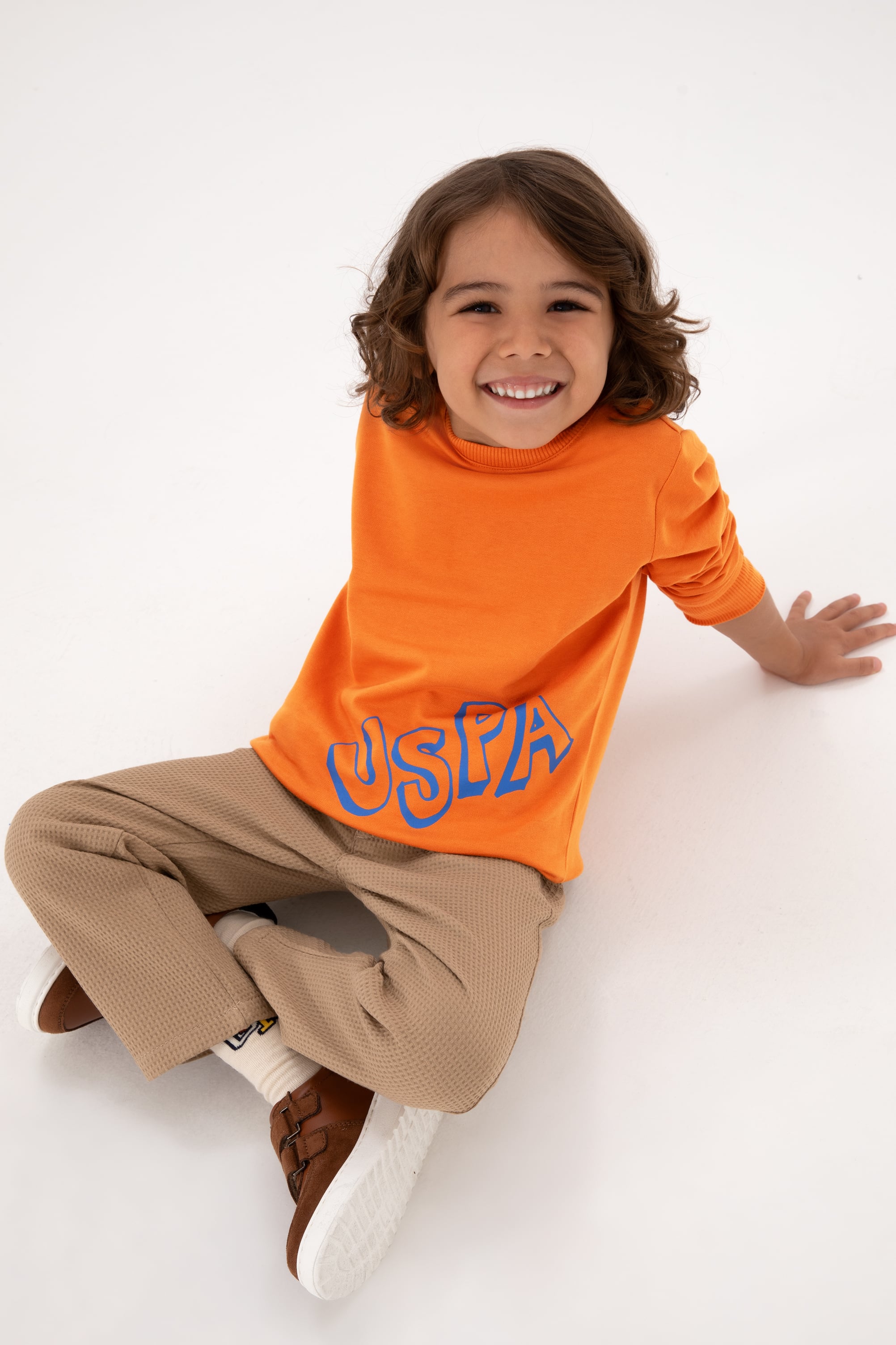 Erkek Çocuk Bakır Bisiklet Yaka Basic Sweatshirt - Image 1