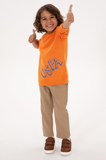 Erkek Çocuk Bakır Bisiklet Yaka Basic Sweatshirt