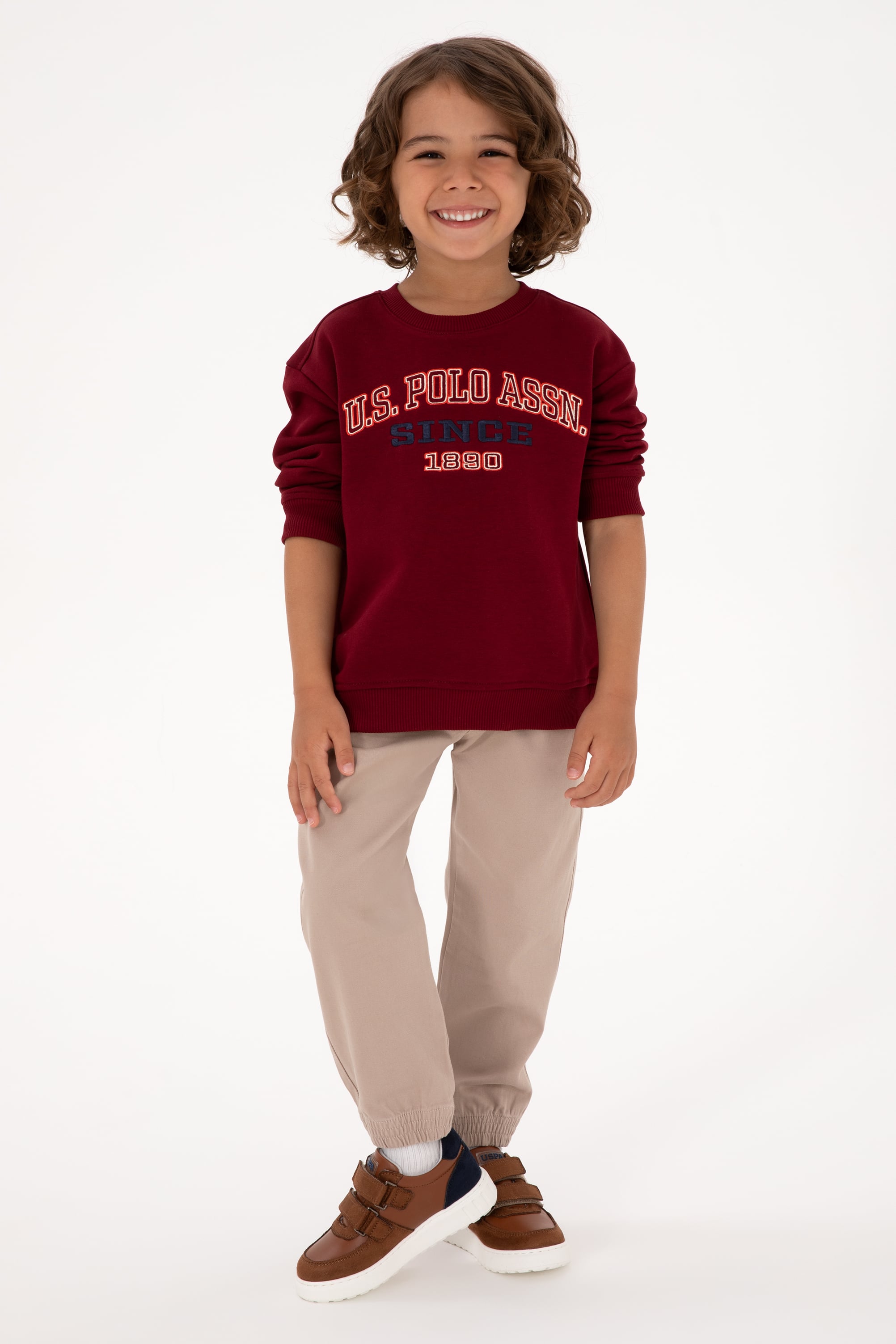 Erkek Çocuk Bordo Bisiklet Yaka Sweatshirt - Image 2