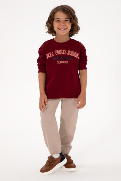 Erkek Çocuk Bordo Bisiklet Yaka Sweatshirt