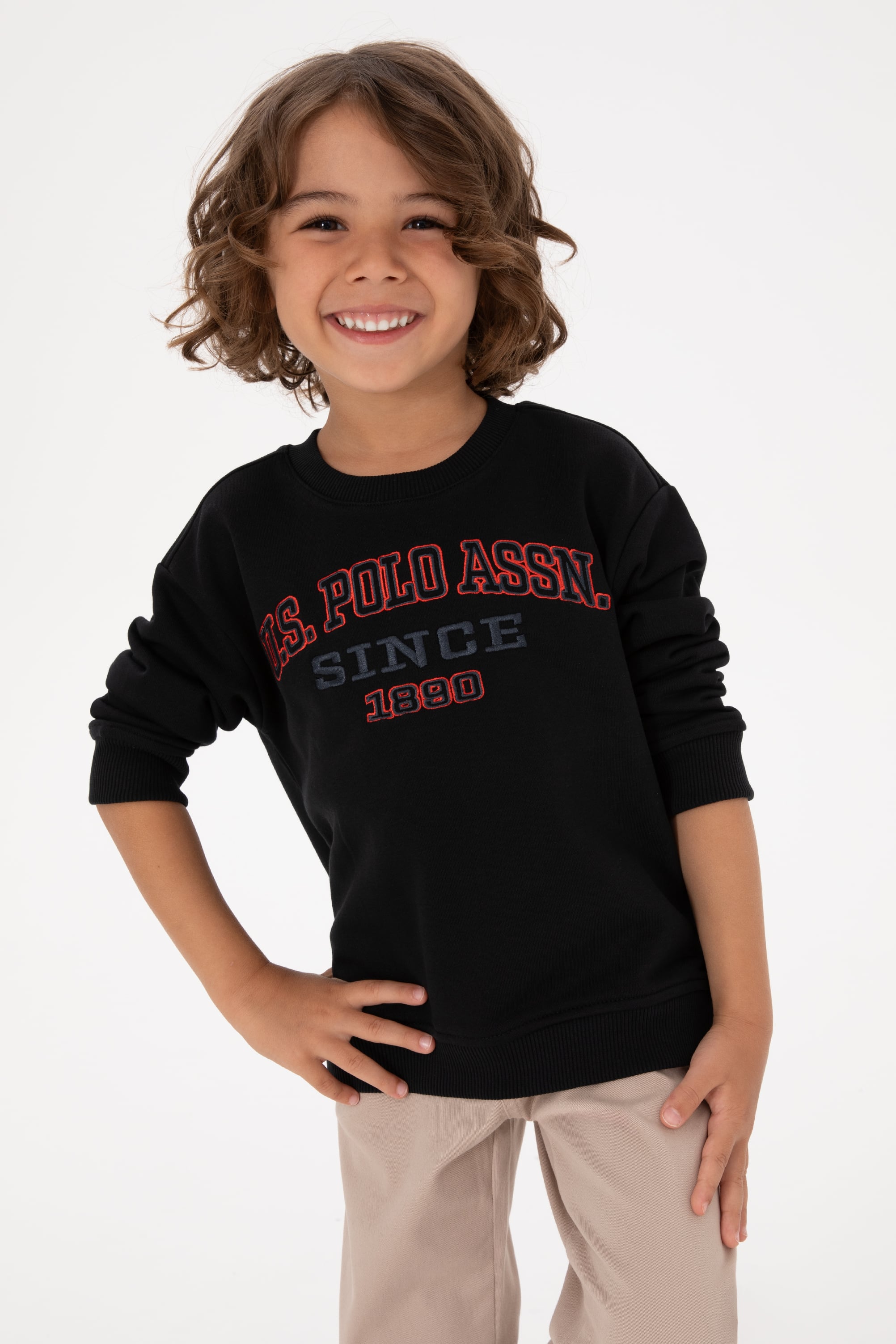 Erkek Çocuk Siyah Bisiklet Yaka Sweatshirt - Image 1