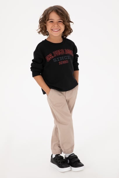 Erkek Çocuk Siyah Bisiklet Yaka Sweatshirt
