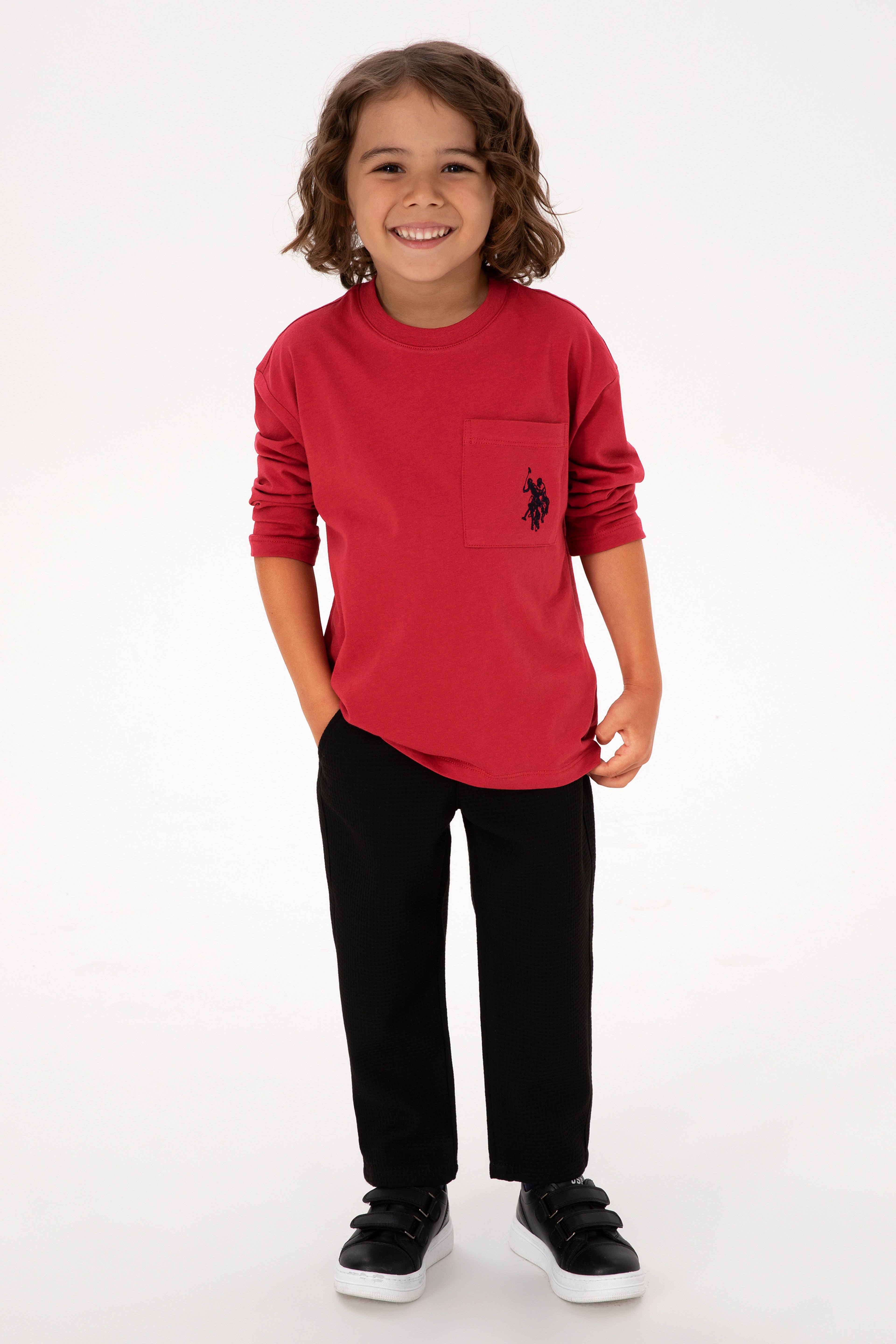 Erkek Çocuk Fuşya Bisiklet Yaka Sweatshirt - Image 2