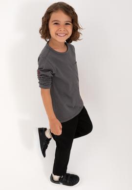 Erkek Çocuk Gri Bisiklet Yaka Sweatshirt - 50314028140