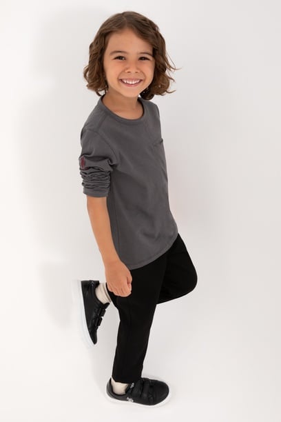 Erkek Çocuk Gri Bisiklet Yaka Sweatshirt