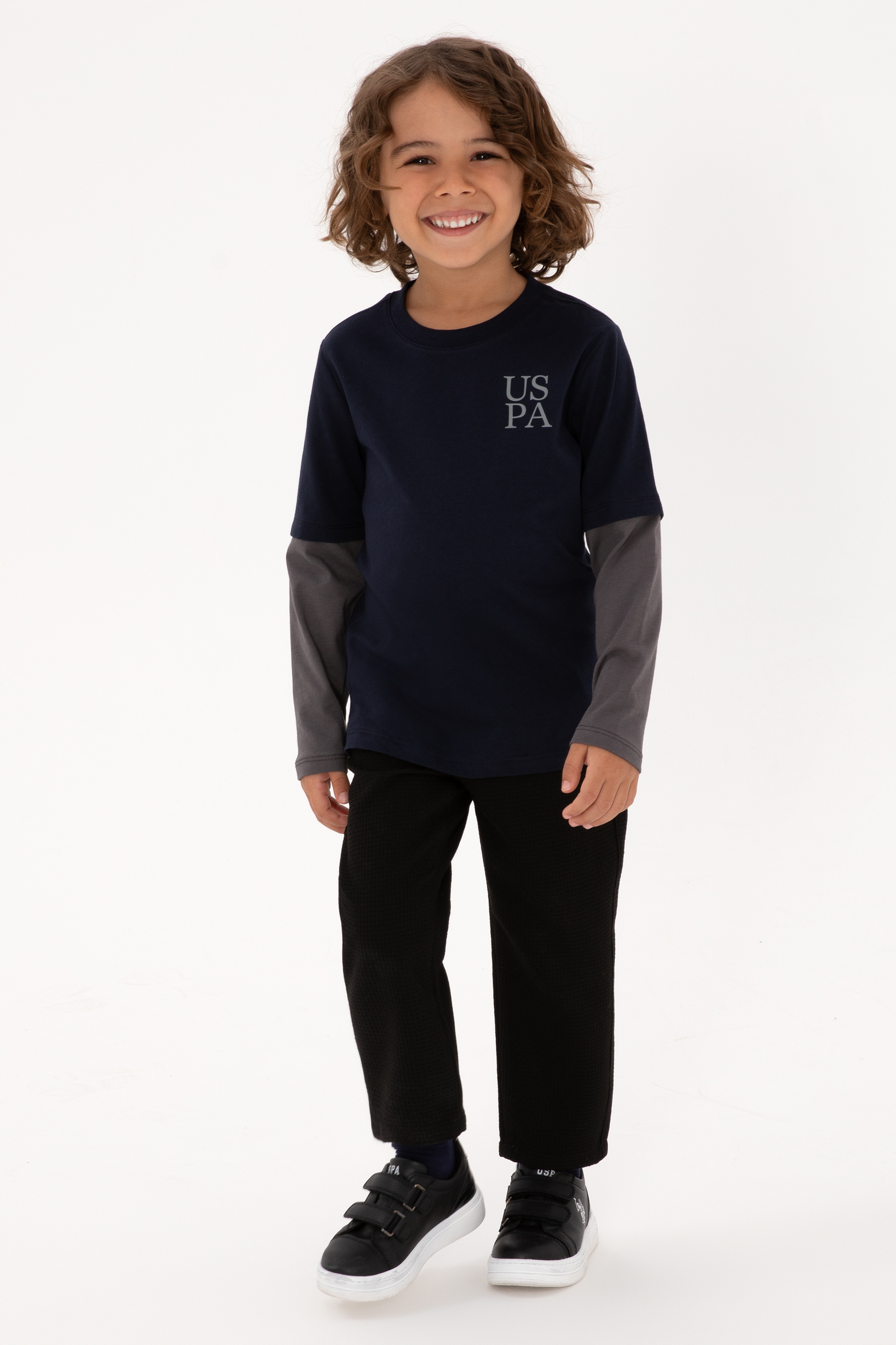 Erkek Çocuk Lacivert Bisiklet Yaka Basic Sweatshirt - Image 2