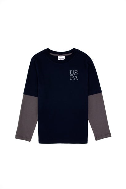 Erkek Çocuk Lacivert Bisiklet Yaka Basic Sweatshirt