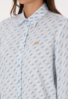 Kadın Açık Mavi Uzun Kollu Gömlek - 50316370020