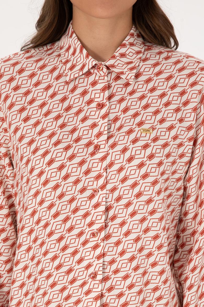 Kadın Gül Kurusu Uzun Kollu Gömlek - 50316370038