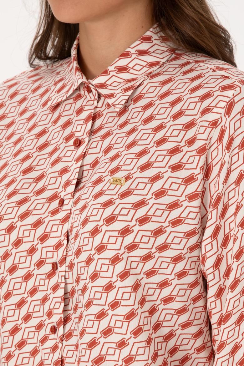 Kadın Gül Kurusu Uzun Kollu Gömlek - 50316370038