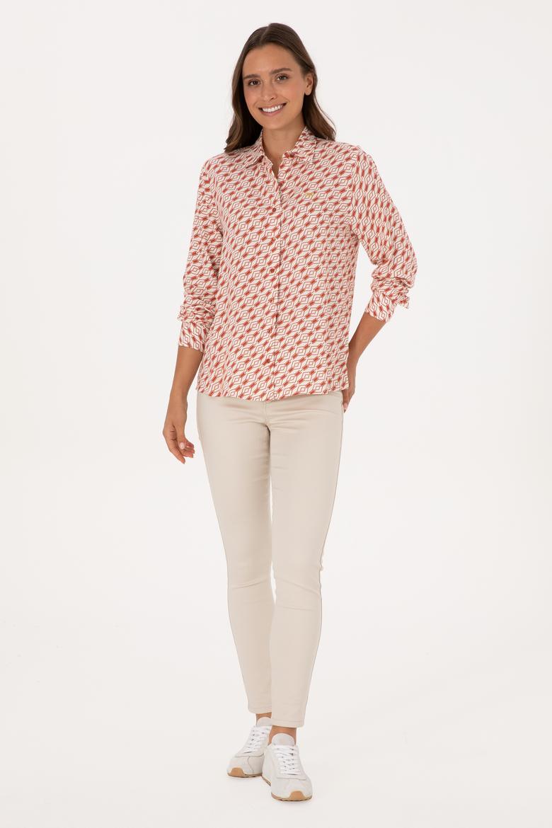 Kadın Gül Kurusu Uzun Kollu Gömlek - 50316370038