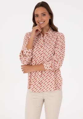 Kadın Gül Kurusu Uzun Kollu Gömlek - 50316370038