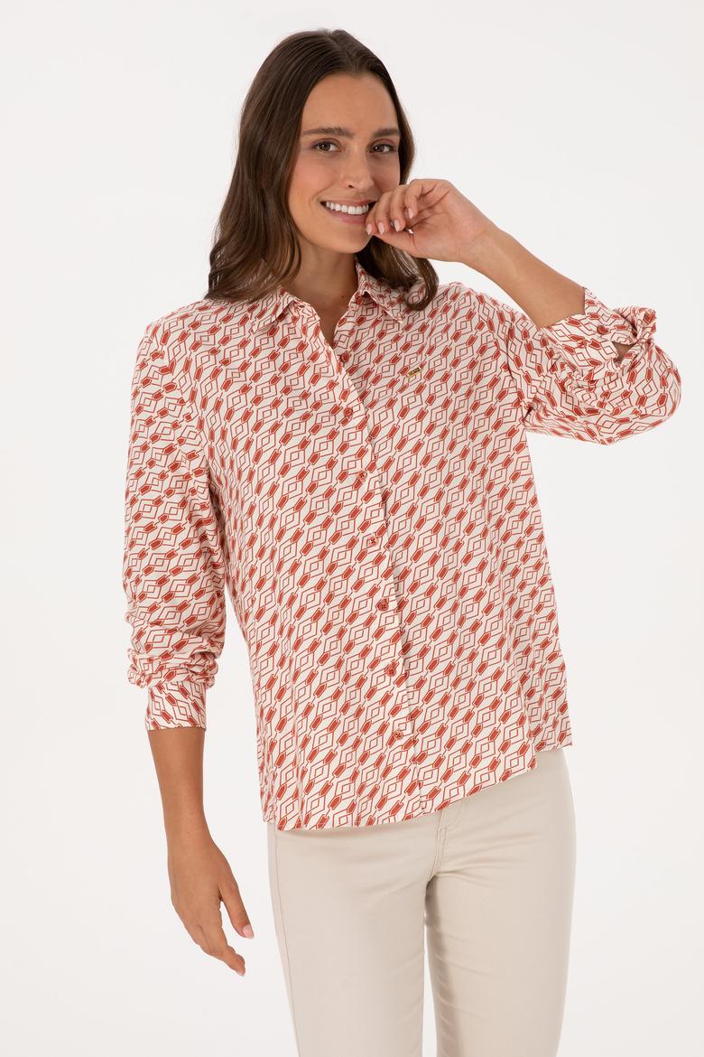 Kadın Gül Kurusu Uzun Kollu Gömlek - 50316370038