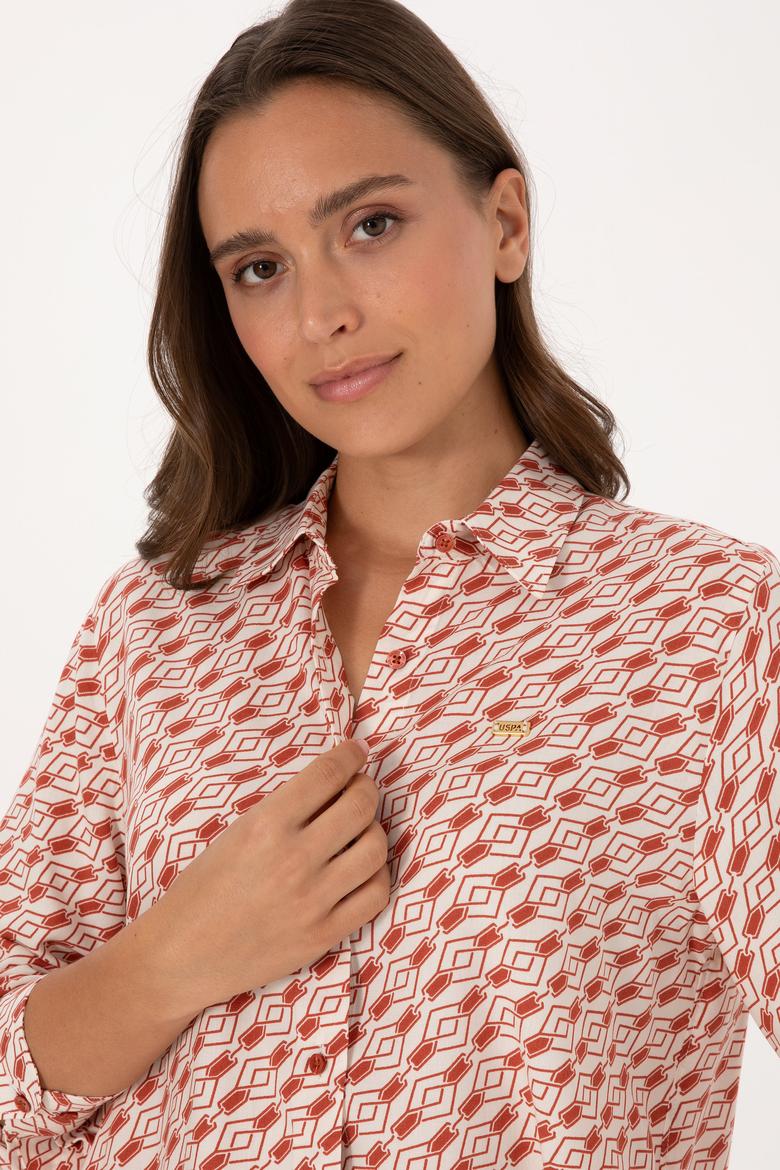 Kadın Gül Kurusu Uzun Kollu Gömlek - 50316370038