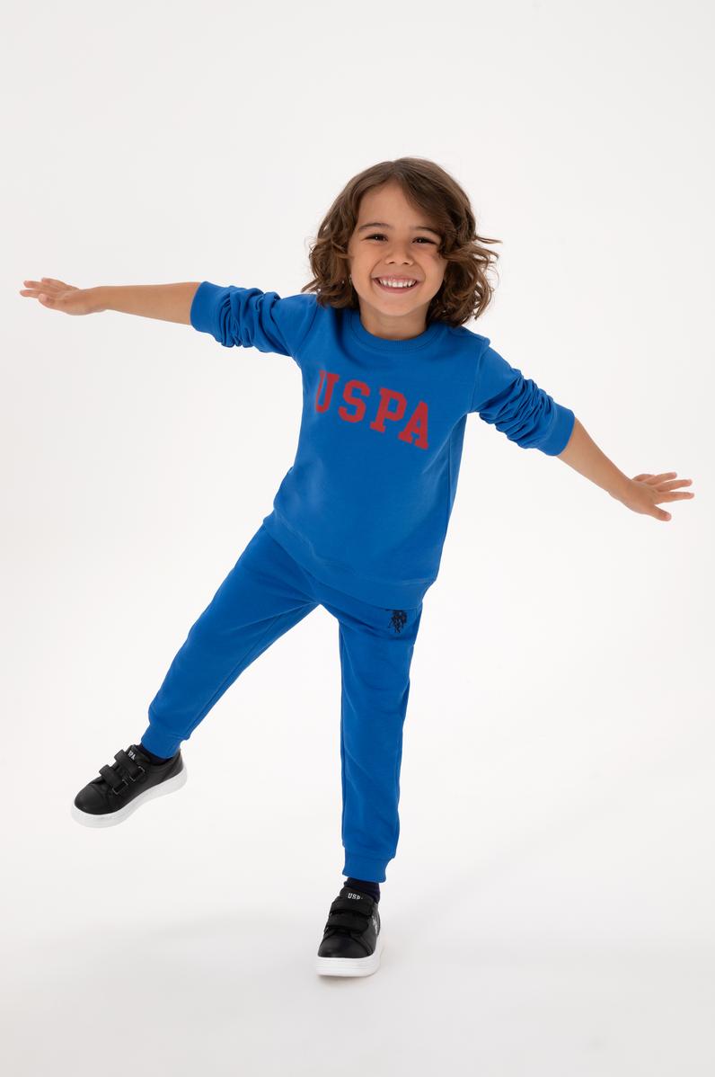 Erkek Çocuk Koyu Mavi Bisiklet Yaka Basic Sweatshirt