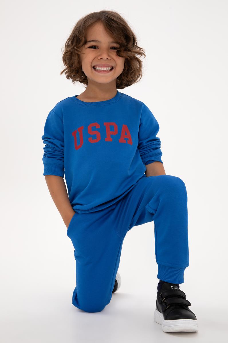 Erkek Çocuk Koyu Mavi Bisiklet Yaka Basic Sweatshirt