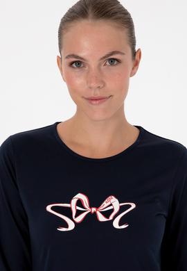 Kadın Lacivert Yılbaşı Temalı Pijama Takımı - 50318932002