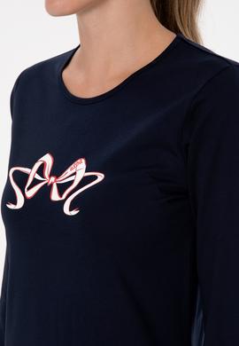 Kadın Lacivert Yılbaşı Temalı Pijama Takımı - 50318932002