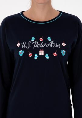 Kadın Lacivert Yılbaşı Temalı Pijama Takımı - 50318896002