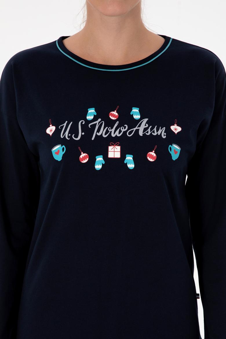 Kadın Lacivert Yılbaşı Temalı Pijama Takımı - 50318896002