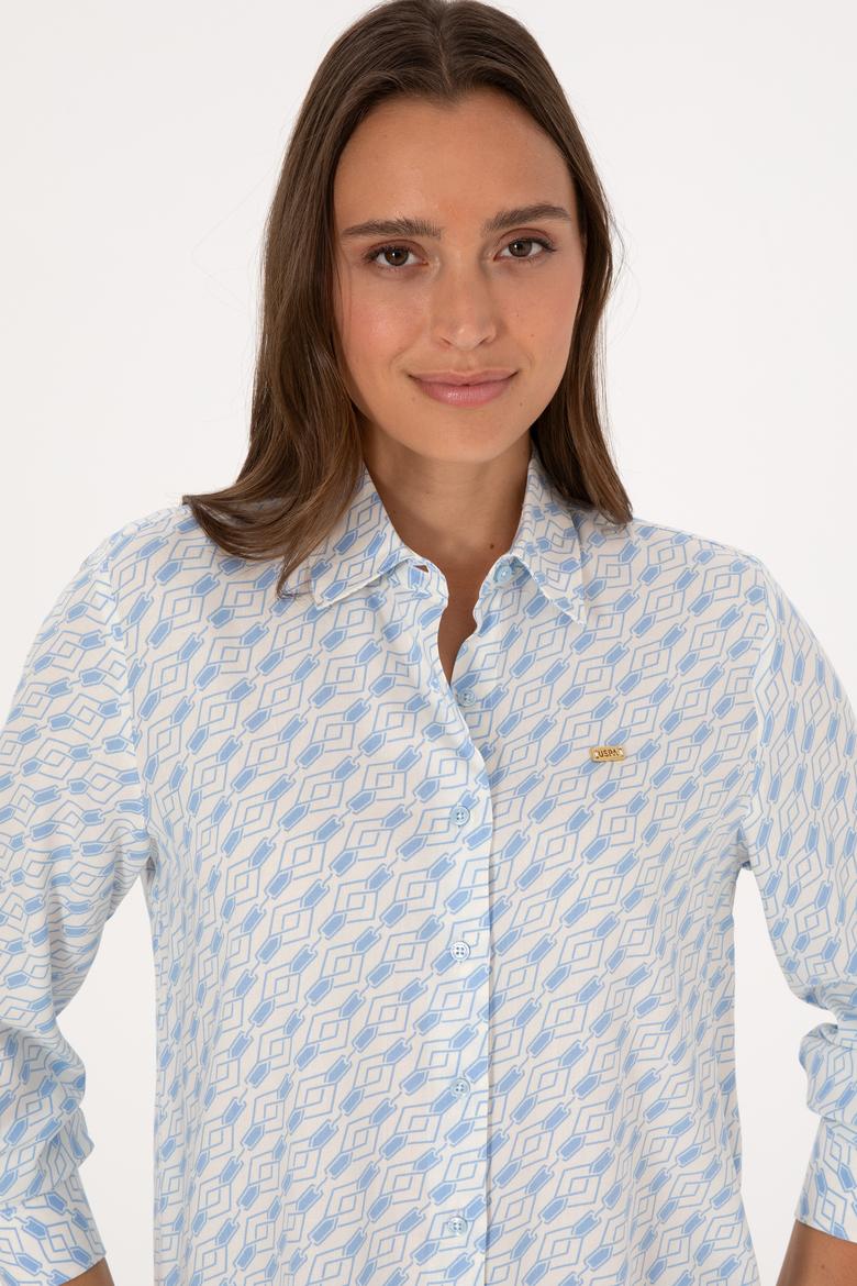 Kadın Açık Mavi Uzun Kollu Gömlek - 50316370020