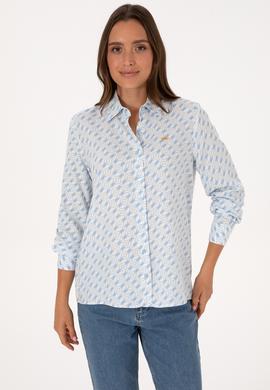 Kadın Açık Mavi Uzun Kollu Gömlek - 50316370020