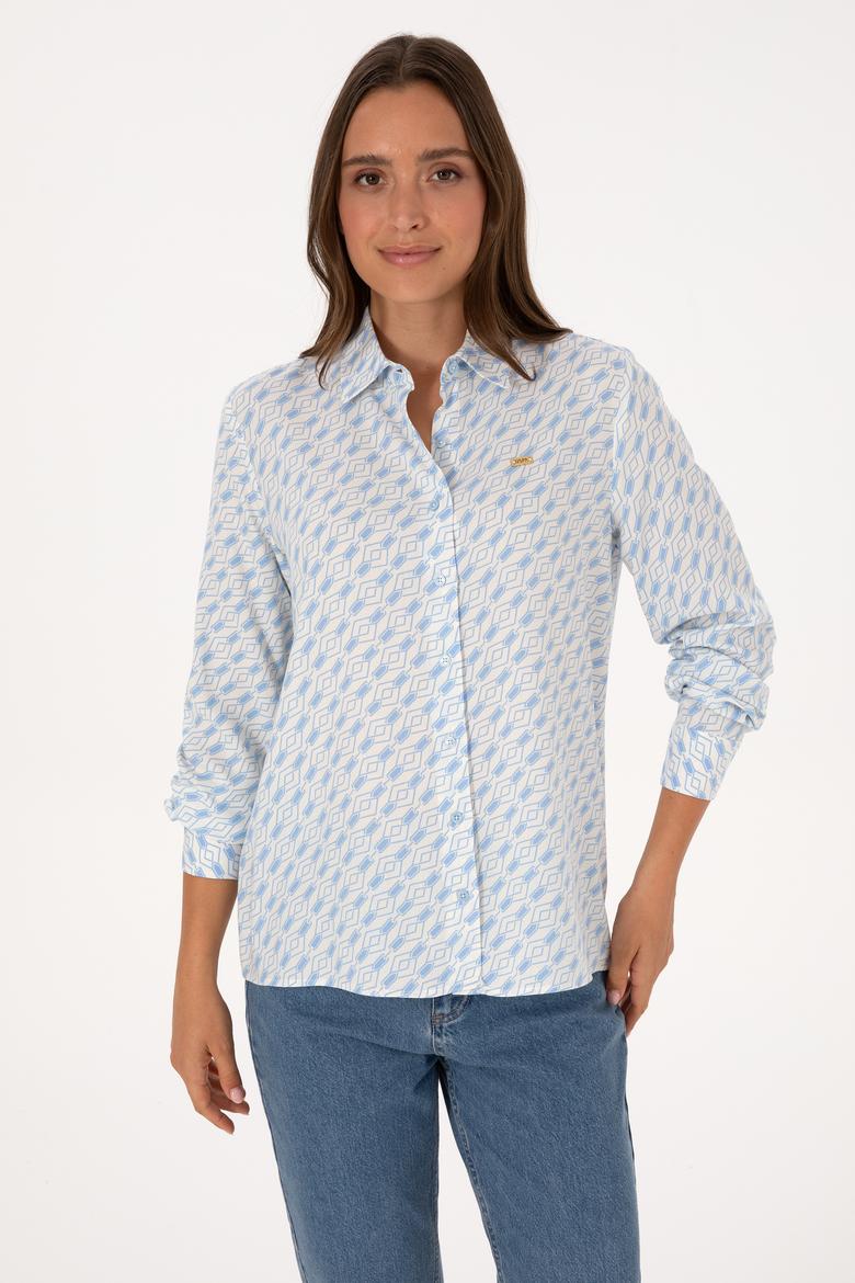 Kadın Açık Mavi Uzun Kollu Gömlek - 50316370020