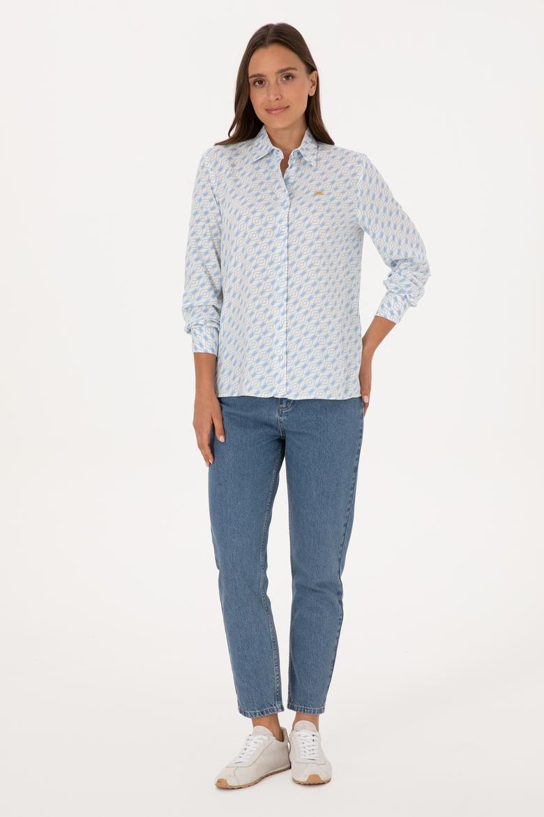 Kadın Açık Mavi Uzun Kollu Gömlek - 50316370020