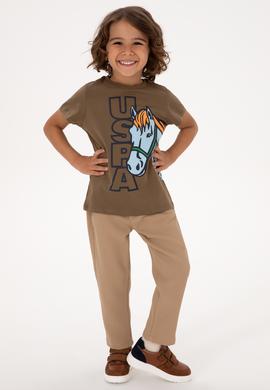 Erkek Çocuk Haki Bisiklet Yaka Süprem Tişört - 50316479017