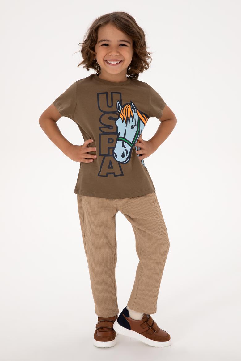 Erkek Çocuk Haki Bisiklet Yaka Süprem Tişört - 50316479017