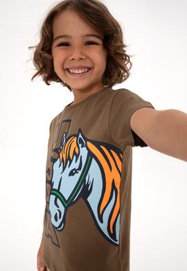 Erkek Çocuk Haki Bisiklet Yaka Süprem Tişört - 50316479017