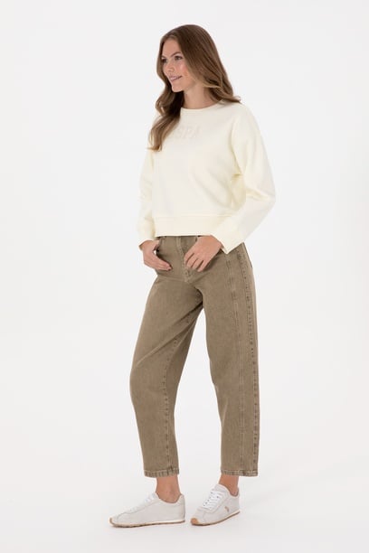 Kadın Yeşil Balloon Fit Jean Pantolon
