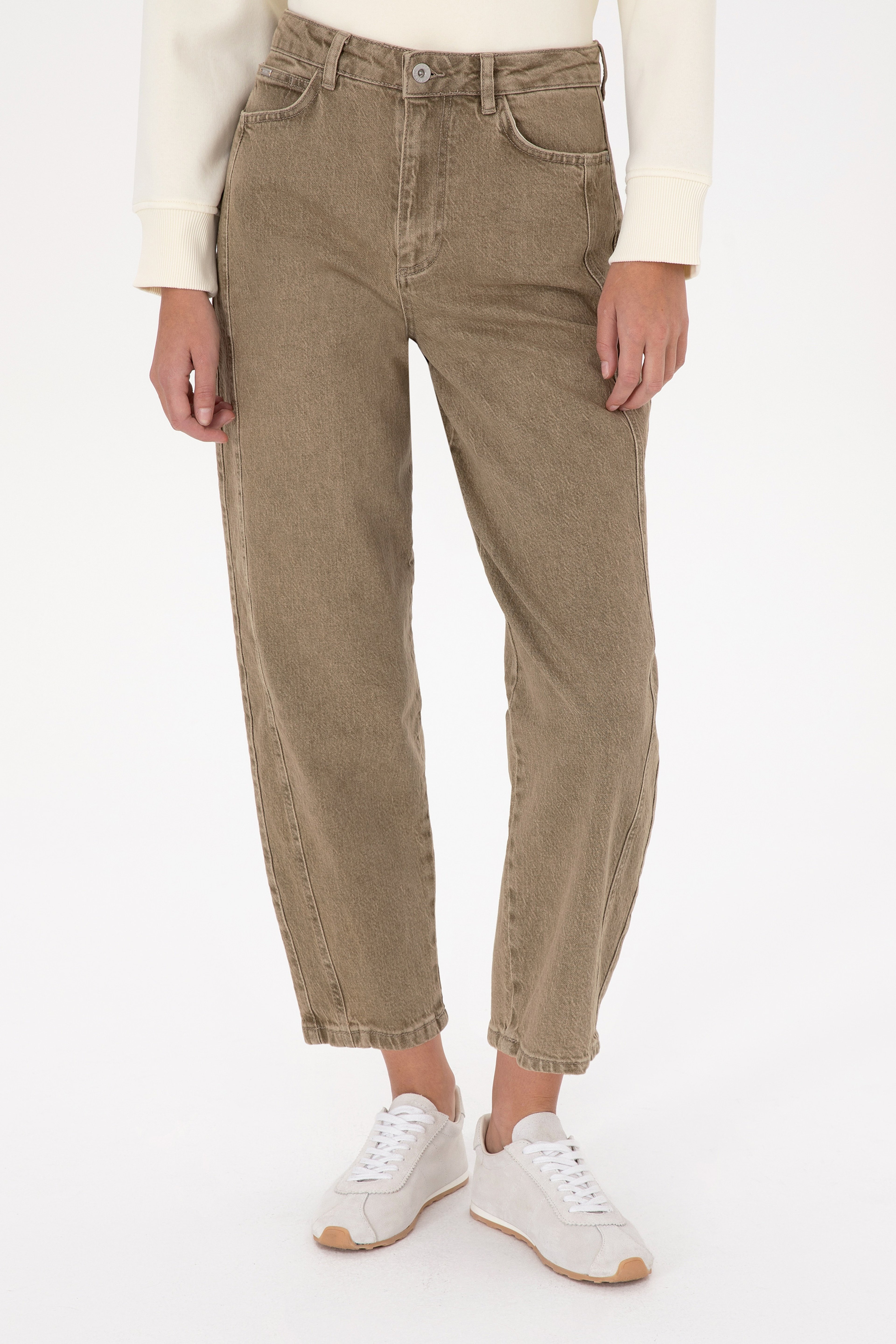 Kadın Yeşil  Balloon Fit Jean Pantolon