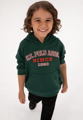 Erkek Çocuk Koyu Yeşil Kapüşonlu Sweatshirt - 50313842024