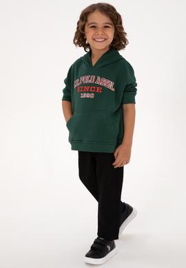 Erkek Çocuk Koyu Yeşil Kapüşonlu Sweatshirt - 50313842024