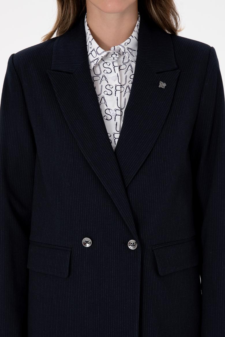 Kadın Lacivert Çizgili  Ceket - 50314944002