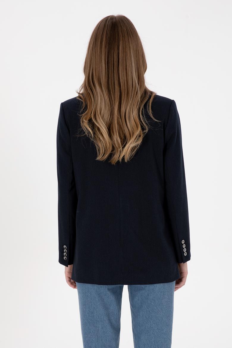 Kadın Lacivert Çizgili  Ceket - 50314944002