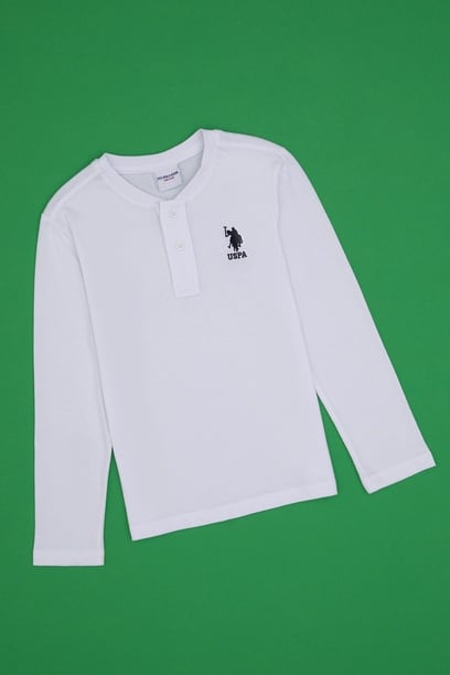 Erkek Çocuk Ekru Bisiklet Yaka Sweatshirt