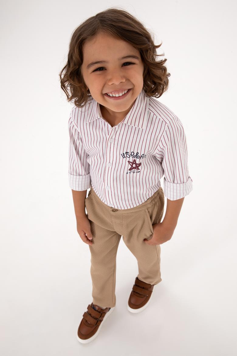 Erkek Çocuk Kırmızı Uzun Kollu Gömlek