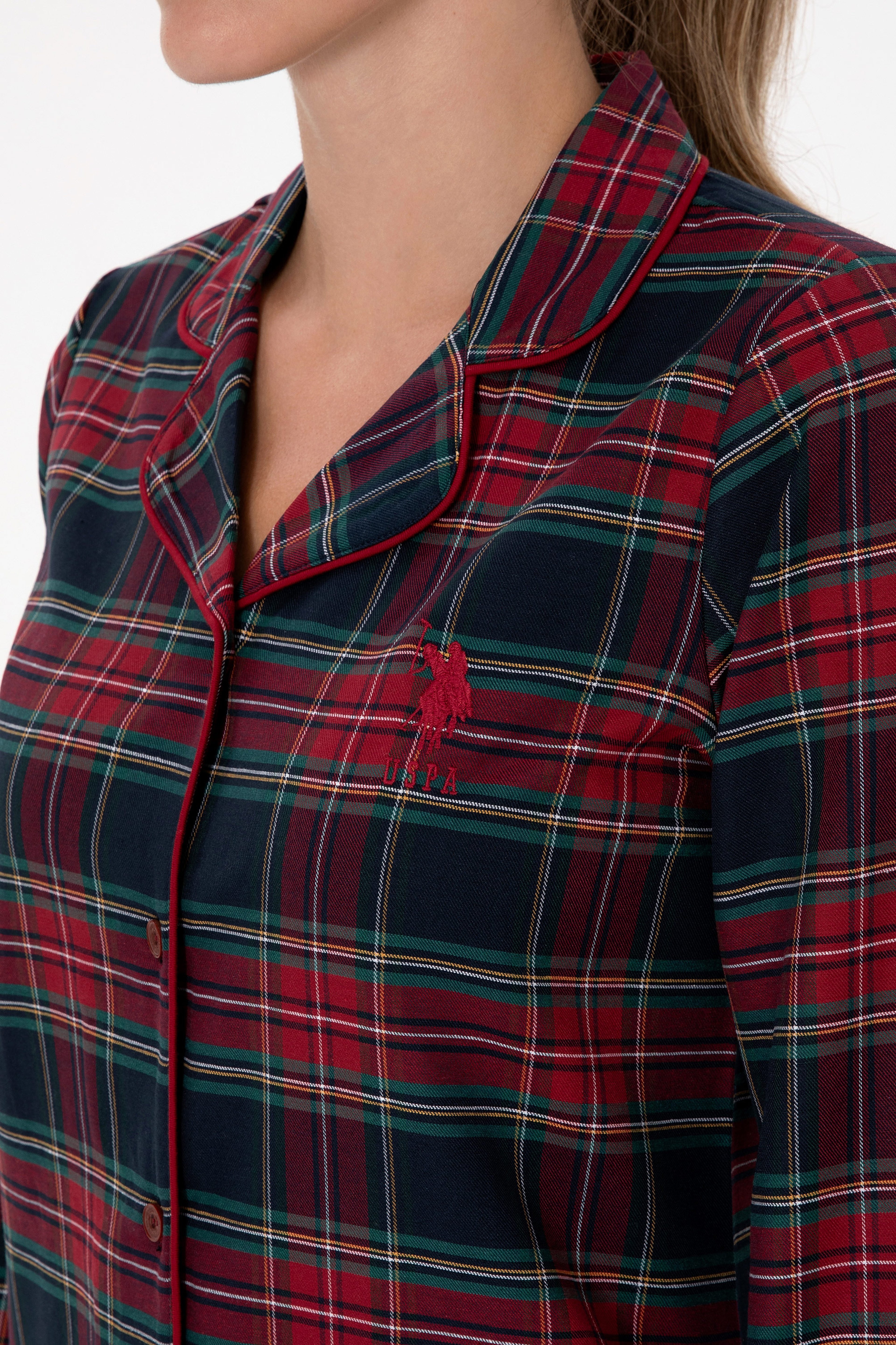 Kadın Kırmızı Yılbaşı Temalı Pijama Takımı