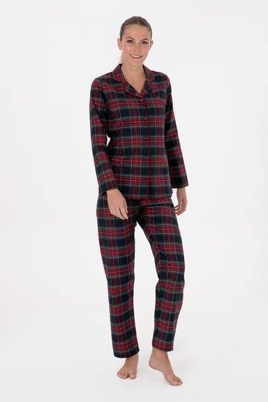 Kadın Kırmızı Yılbaşı Temalı Pijama Takımı