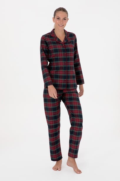 Kadın Kırmızı Yılbaşı Temalı Pijama Takımı
