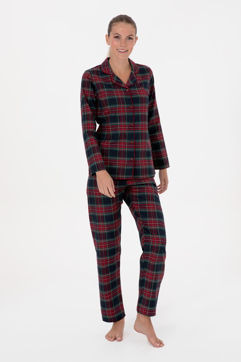 Kadın Kırmızı Yılbaşı Temalı Pijama Takımı