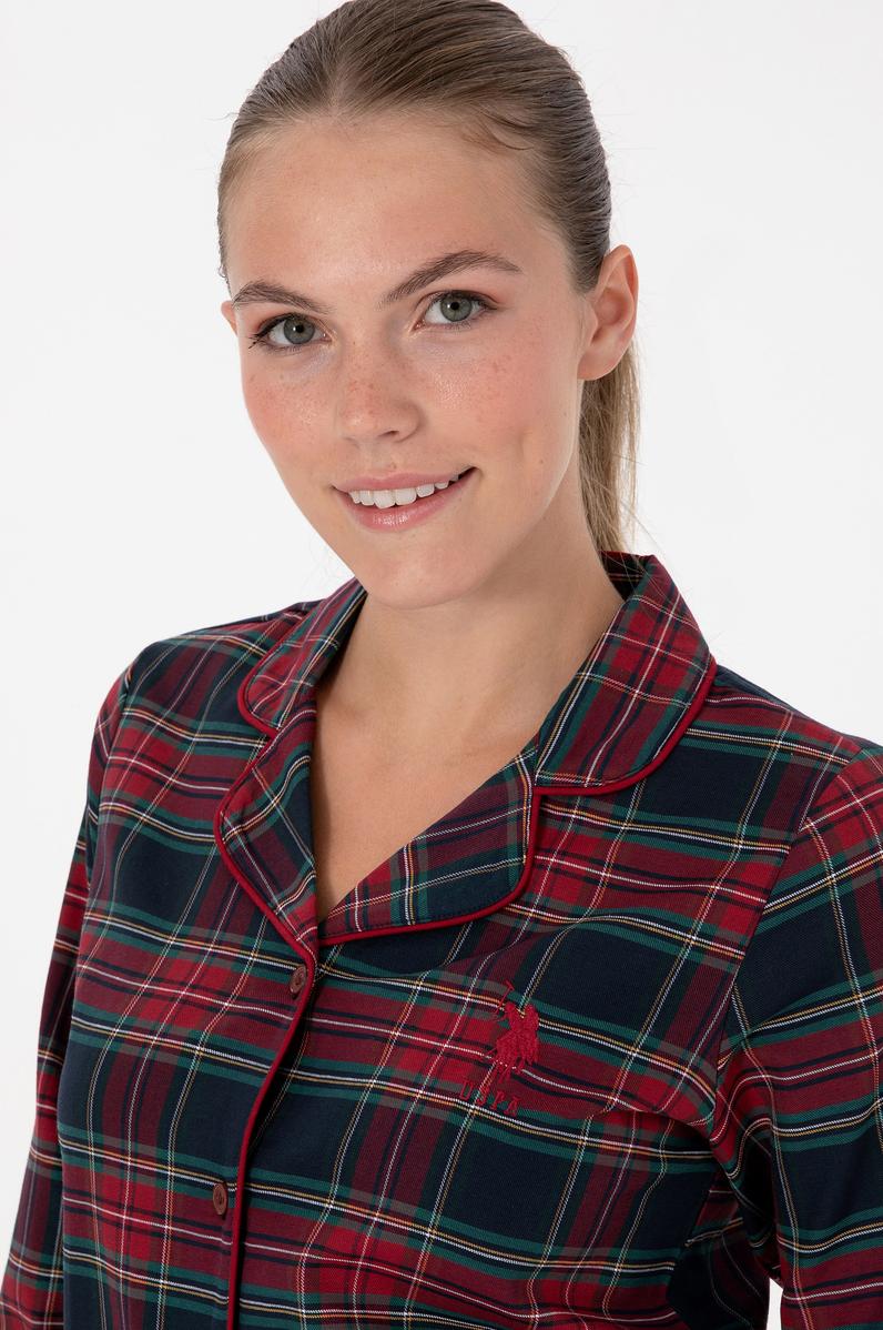 Kadın Kırmızı Yılbaşı Temalı Pijama Takımı