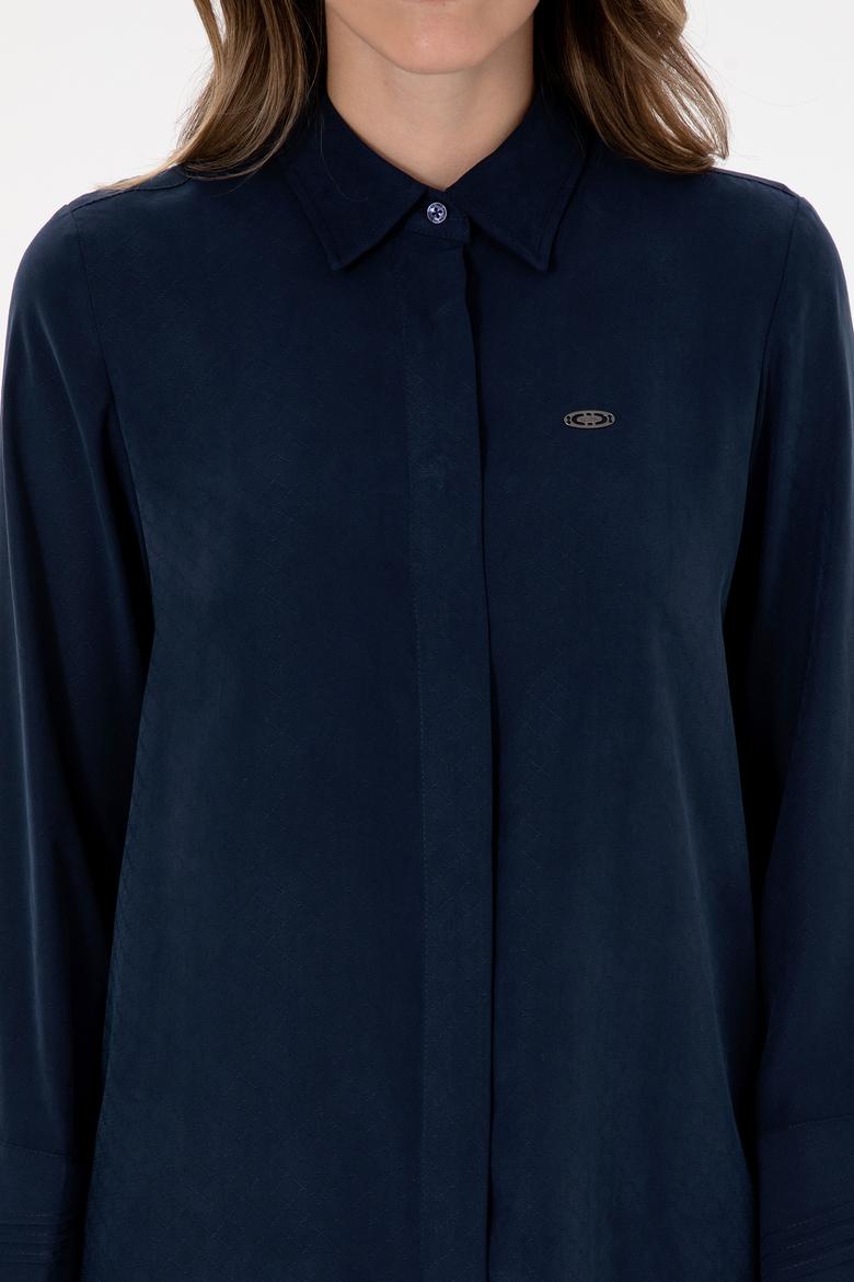 Kadın Lacivert Uzun Kollu Gömlek - 50299622026