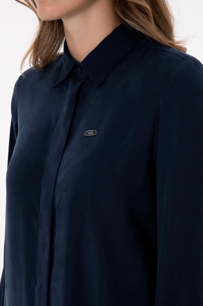 Kadın Lacivert Uzun Kollu Gömlek