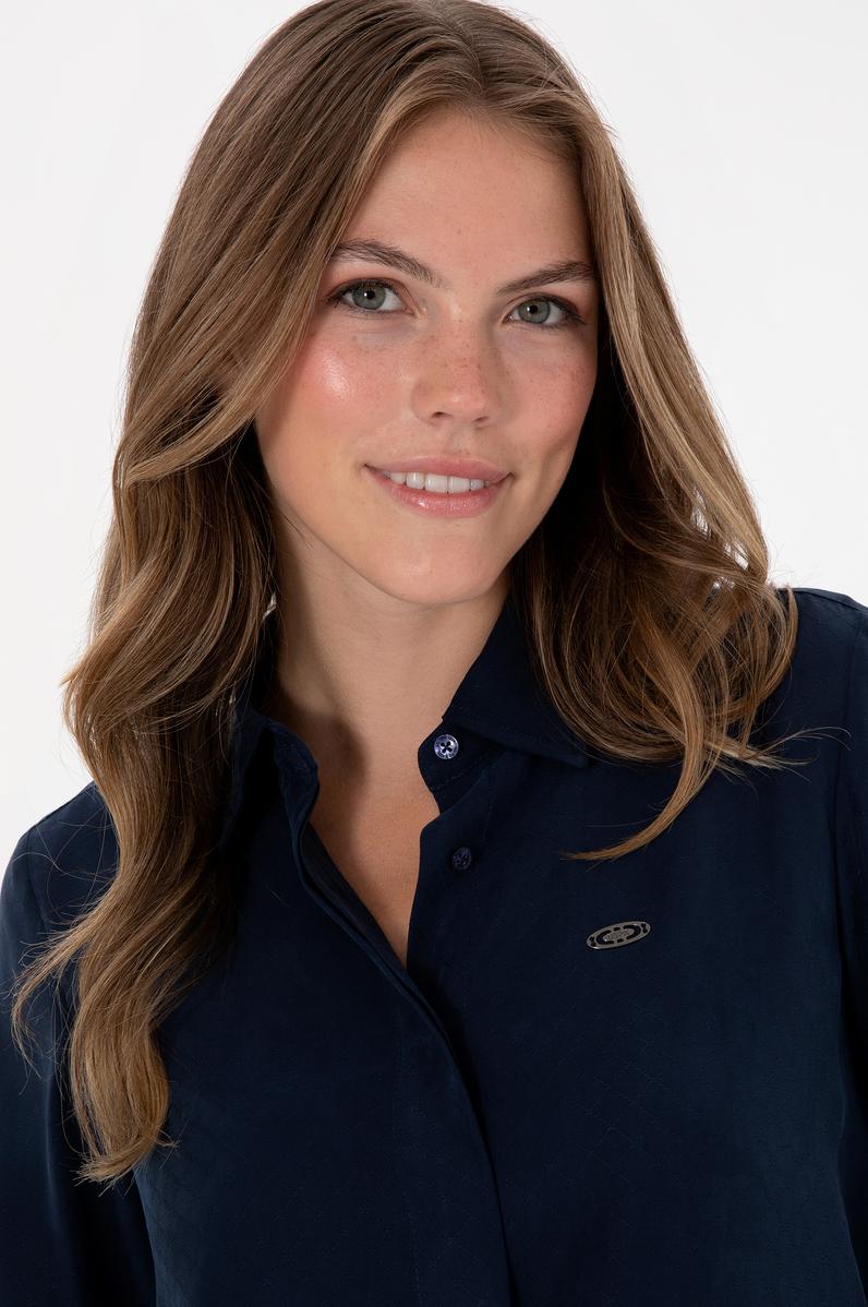 Kadın Lacivert Uzun Kollu Gömlek