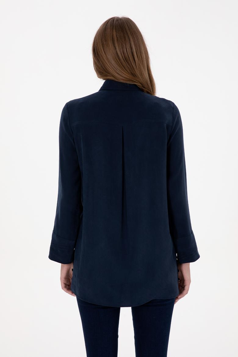 Kadın Lacivert Uzun Kollu Gömlek - 50299622026