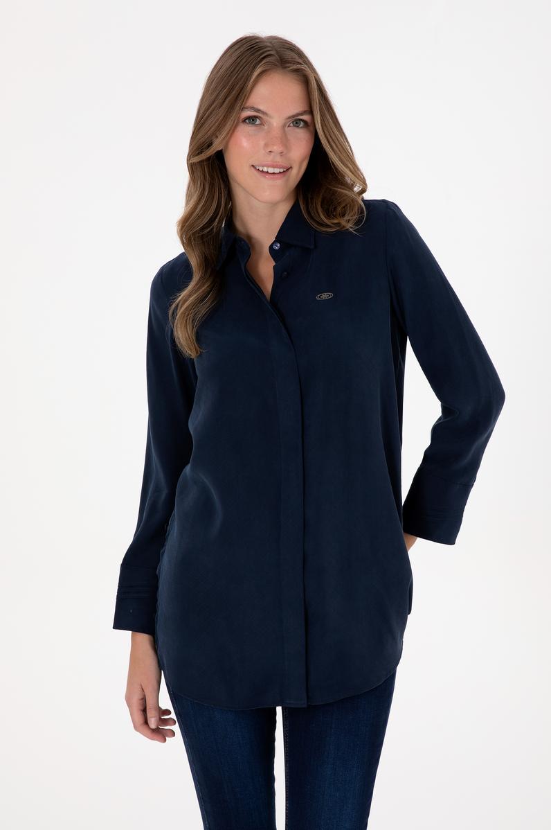 Kadın Lacivert Uzun Kollu Gömlek